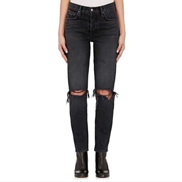 GRLFRND Karolina Black High Rise Straight Crop Ripped Jeans in Wild Thing - Picture 2 of 16